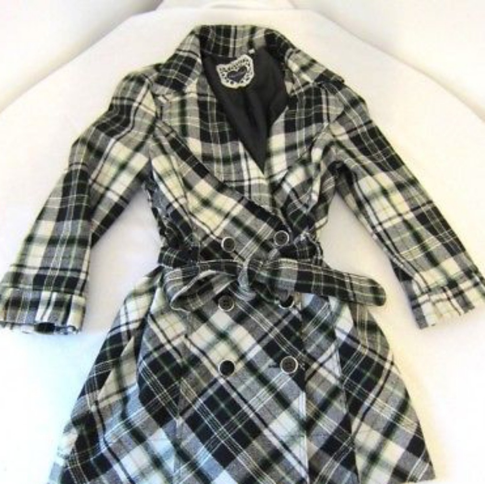 Heart and soul 3/4 sleeve length plaid peacoat
